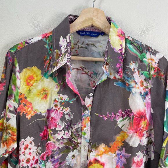 Georg Roth Womens Medium Floral Long Sleeve Pullover Tunic Top Shirt - Picture 8 of 13